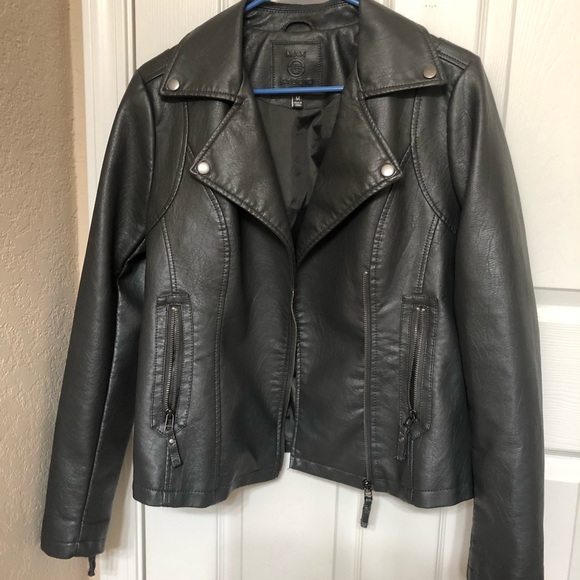 Max Studio Grey Leather Jacket - Picture 1 of 2